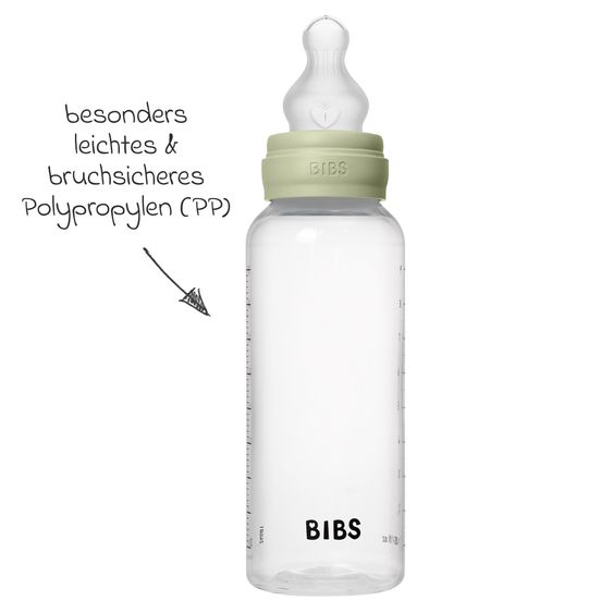 Bibs PP-Flasche 2er Pack Baby Bottle Round 270 ml + Silikon-Trinksauger - Sage