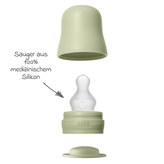 Bibs PP-Flasche 2er Pack Baby Bottle Round 270 ml + Silikon-Trinksauger - Sage
