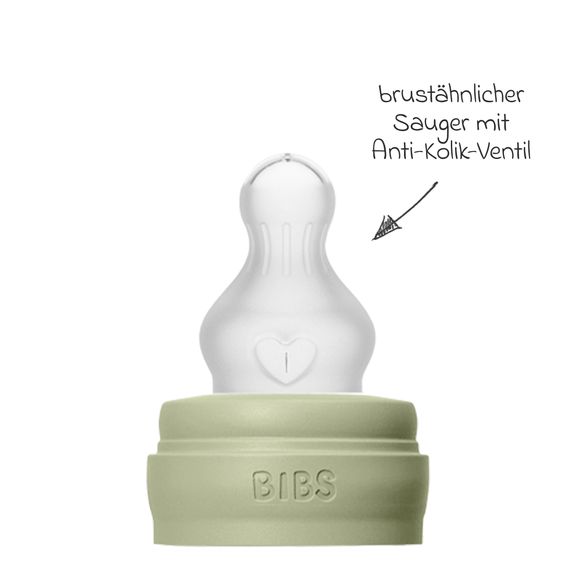 Bibs PP-Flasche 2er Pack Baby Bottle Round 270 ml + Silikon-Trinksauger - Sage