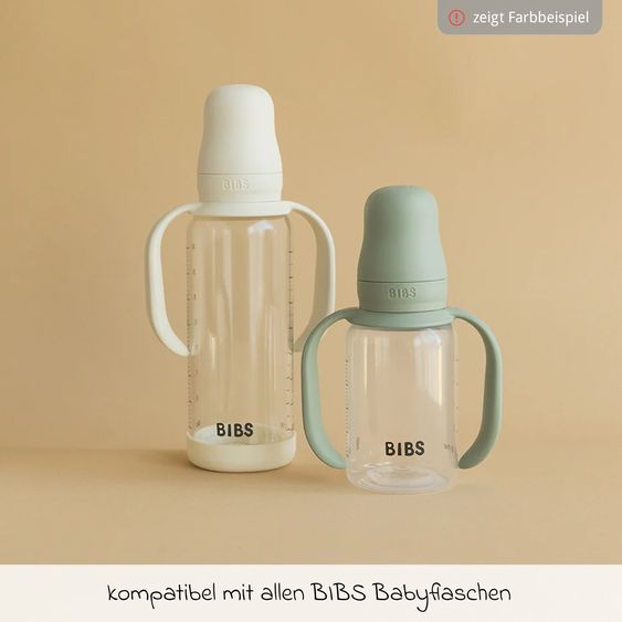 Bibs PP-Flasche 4er Pack mit Griff Baby Bottle Round 150 ml & 270 ml + Latex-Trinksauger + Baby Bottle Handle - Ivory / Blush