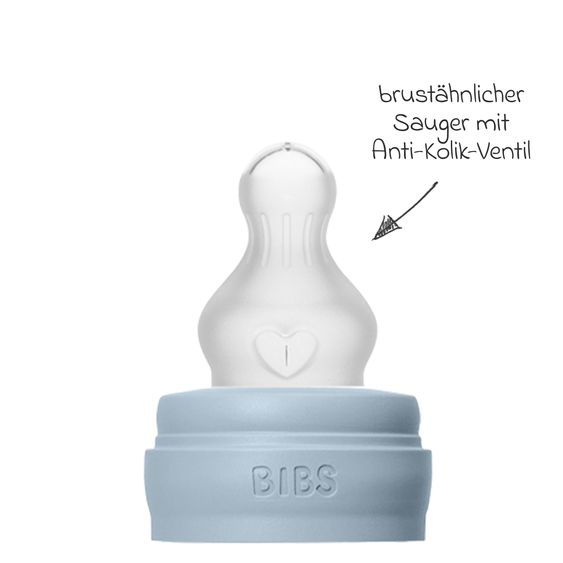 Bibs PP-Flasche 4er Pack mit Griff Baby Bottle Round 150 ml & 270 ml + Silikon-Trinksauger + Baby Bottle Handle - Ivory / Baby Blue