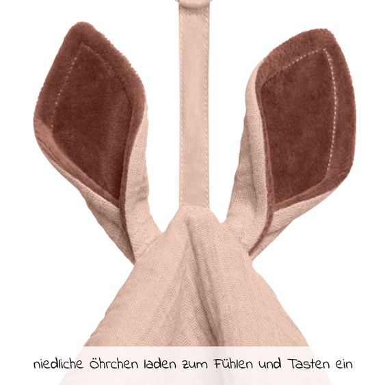 Bibs Cuddle cloth with kangaroo ears and pacifier attachment - Blush