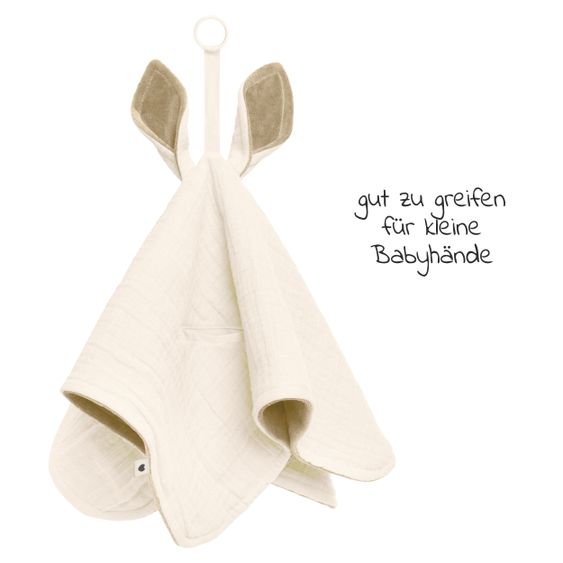 Bibs Schmusetuch mit Känguru-Ohren und Schnullerbefestigung - Ivory