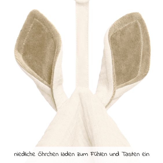 Bibs Schmusetuch mit Känguru-Ohren und Schnullerbefestigung - Ivory