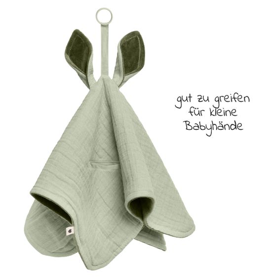 Bibs Schmusetuch mit Känguru-Ohren und Schnullerbefestigung - Sage