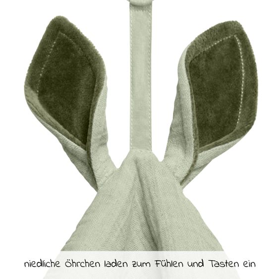 Bibs Schmusetuch mit Känguru-Ohren und Schnullerbefestigung - Sage