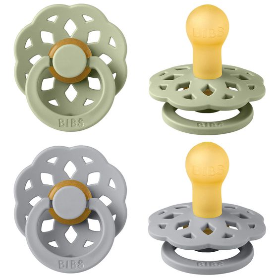 Bibs Schnuller 2er Pack Boheme - Naturkautschuk 6-18 M - Sage / Cloud