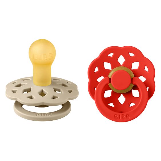 Bibs Pacifier 2-Pack Boheme Natural Rubber - Vanilla / Candy Apple - Gr. 0-6 M