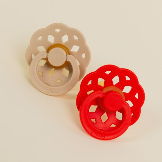 Bibs Pacifier 2-Pack Boheme Natural Rubber - Vanilla / Candy Apple - Gr. 0-6 M