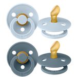 Pacifier 2 Pack Colour Anatomical Natural Rubber Teat 0-6 M - Baby Blue / Petrol