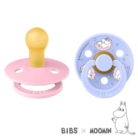 Bibs Succhietto 2er Pack Colore - Moomin Dreaming Baby - Baby Pink / Hush - Gr. 0-6 M