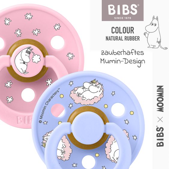 Bibs Succhietto 2er Pack Colore - Moomin Dreaming Baby - Baby Pink / Hush - Gr. 0-6 M