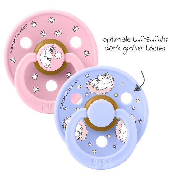 Bibs Succhietto 2er Pack Colore - Moomin Dreaming Baby - Baby Pink / Hush - Gr. 0-6 M