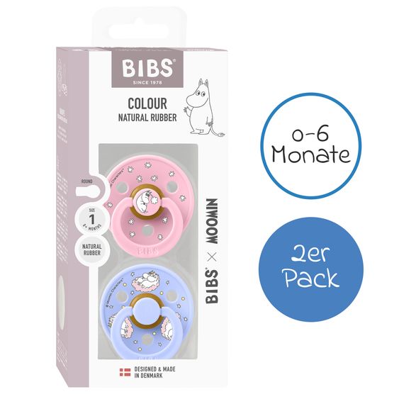 Bibs Succhietto 2er Pack Colore - Moomin Dreaming Baby - Baby Pink / Hush - Gr. 0-6 M