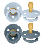 Pacifier 2 Pack Colour Symmetrical Natural Rubber Teat 0-6 M - Baby Blue / Petrol