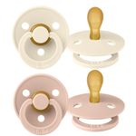 Pacifier 2 Pack Colour Symmetrical Natural Rubber Teat 0-6 M - Ivory / Blush