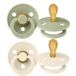 Schnuller 2er Pack Colour Symmetrischer Sauger aus Naturkautschuk 0-6 M - Sage / Ivory