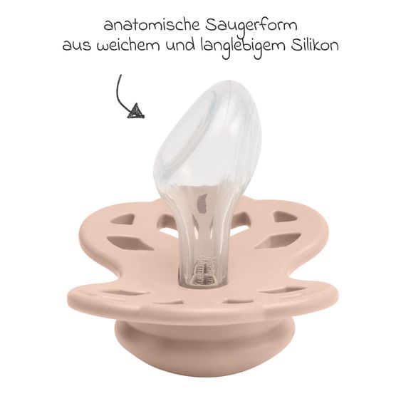 Bibs Schnuller 2er Pack Infinity Anatomischer Sauger aus Silikon - Blush / Woodchuck - Gr. 0-6 M