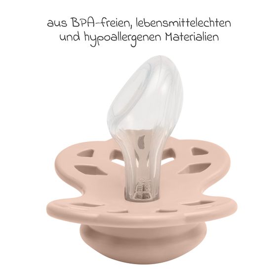 Bibs Schnuller 2er Pack Infinity Anatomischer Sauger aus Silikon - Blush / Woodchuck - Gr. 0-6 M