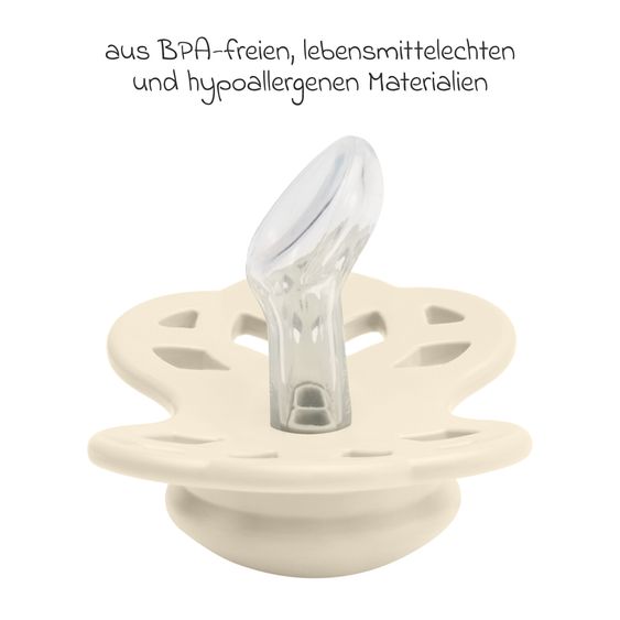 Bibs Pacifier 2-Pack Infinity Anatomical Silicone Pacifier - Ivory / Blossom - Size: 0-6 M