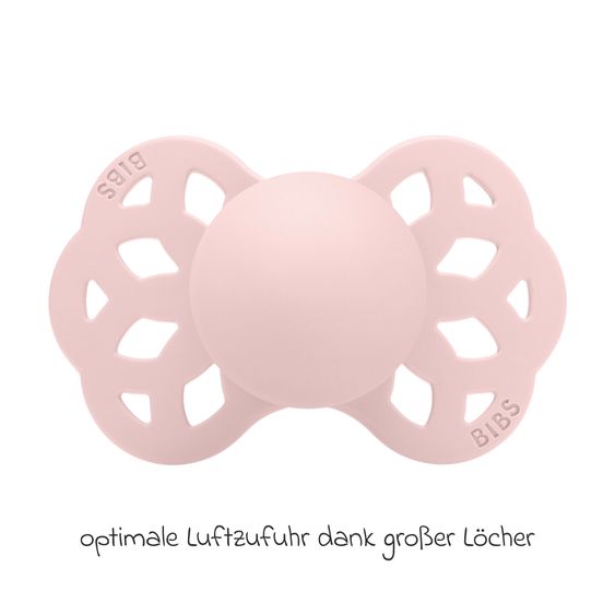 Bibs Pacifier 2-Pack Infinity Anatomical Silicone Pacifier - Ivory / Blossom - Size: 0-6 M