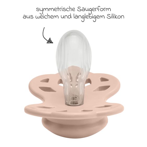 Bibs Schnuller 2er Pack Infinity Symmetrischer Sauger aus Silikon - Blush / Woodchuck - Gr. 0-6 M
