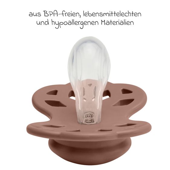 Bibs Schnuller 2er Pack Infinity Symmetrischer Sauger aus Silikon - Blush / Woodchuck - Gr. 0-6 M
