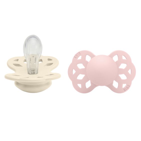 Bibs Succhietto Confezione da 2 tettarelle simmetriche Infinity in silicone - Ivory / Blossom - Gr. 0-6 M