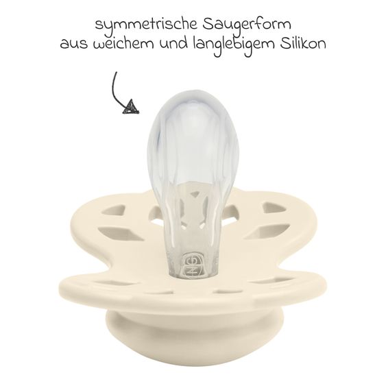 Bibs Succhietto Confezione da 2 tettarelle simmetriche Infinity in silicone - Ivory / Blossom - Gr. 0-6 M