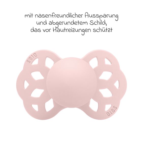 Bibs Succhietto Confezione da 2 tettarelle simmetriche Infinity in silicone - Ivory / Blossom - Gr. 0-6 M