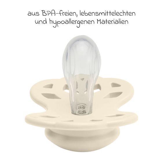 Bibs Succhietto Confezione da 2 tettarelle simmetriche Infinity in silicone - Ivory / Blossom - Gr. 0-6 M
