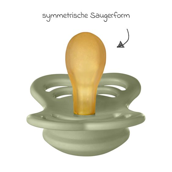Bibs Pacifier 2-Pack Supreme - Natural Rubber - Sage / Hunter Green - Gr. 0-6 M