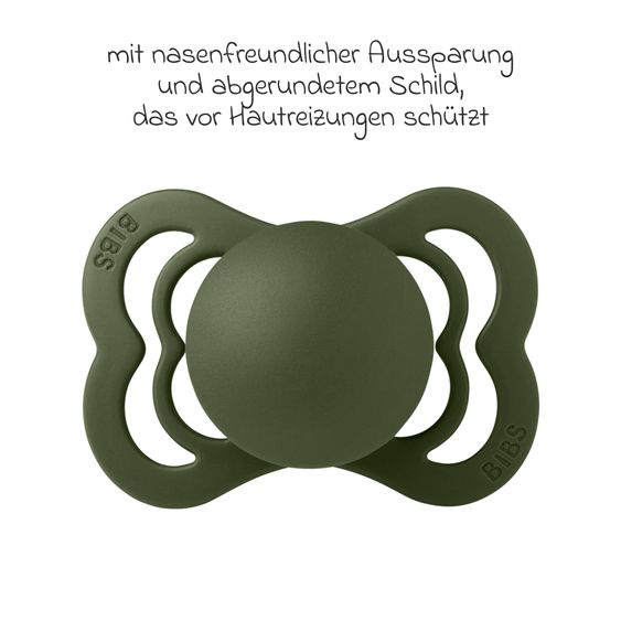 Bibs Pacifier 2-Pack Supreme - Natural Rubber - Sage / Hunter Green - Gr. 0-6 M