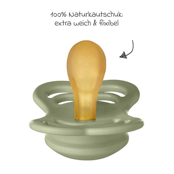 Bibs Pacifier 2-Pack Supreme - Natural Rubber - Sage / Hunter Green - Gr. 0-6 M
