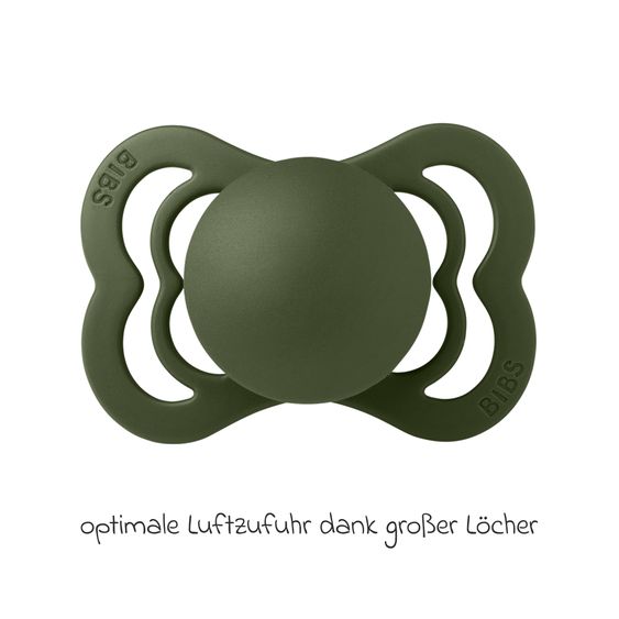 Bibs Pacifier 2-Pack Supreme - Natural Rubber - Sage / Hunter Green - Gr. 0-6 M