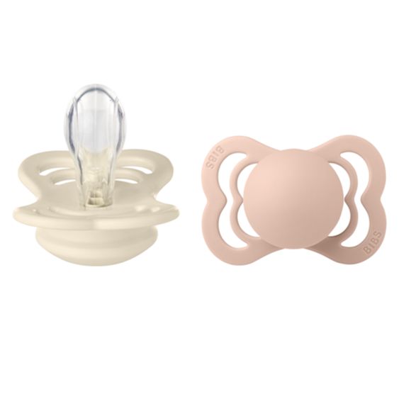 Bibs Pacifier 2-pack Supreme - Silicone - Ivory / Blush - Size 6-36 M