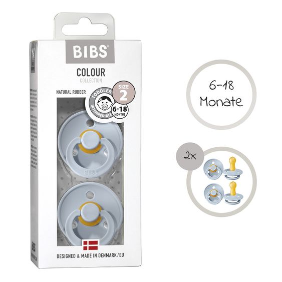 Bibs Schnuller - Colour 2er Pack - Baby Blue - Gr. 6-18 M