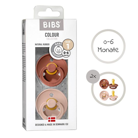 Bibs Pacifier - Color 2 Pack - Blush / Woodchuck - Gr. 0-6 M