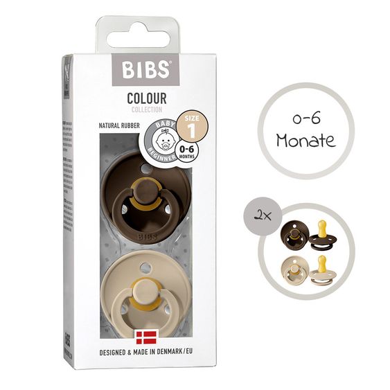Bibs Schnuller - Colour 2er Pack - Chocolate / Sand - Gr. 0-6 M