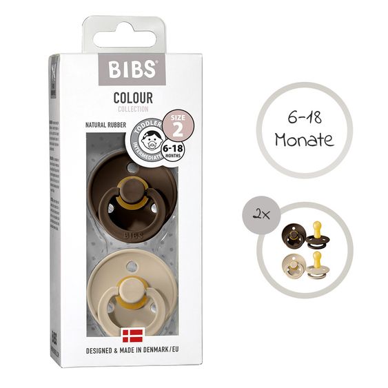 Bibs Schnuller - Colour 2er Pack - Chocolate / Sand - Gr. 6-18 M