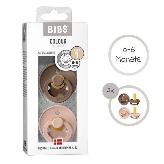 Bibs Schnuller - Colour 2er Pack - Dark Oak / Blush - Gr. 0-6 M
