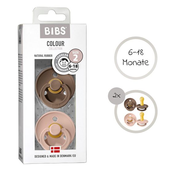 Bibs Schnuller - Colour 2er Pack - Dark Oak / Blush - Gr. 6-18 M
