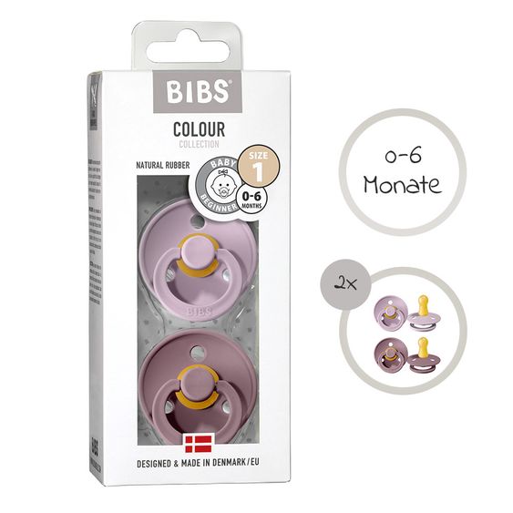 Bibs Schnuller - Colour 2er Pack - Dusty Lilac / Heather - Gr. 0-6 M
