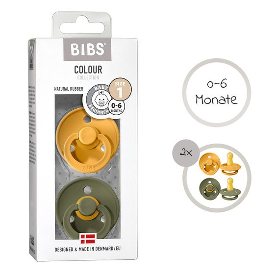 Bibs Schnuller - Colour 2er Pack - Honey Bee / Olive - Gr. 0-6 M