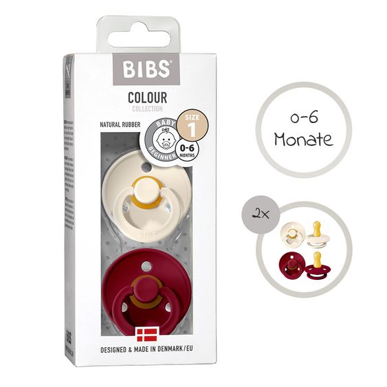 Bibs Schnuller - Colour 2er Pack - Ivory / Ruby - Gr. 0-6 M