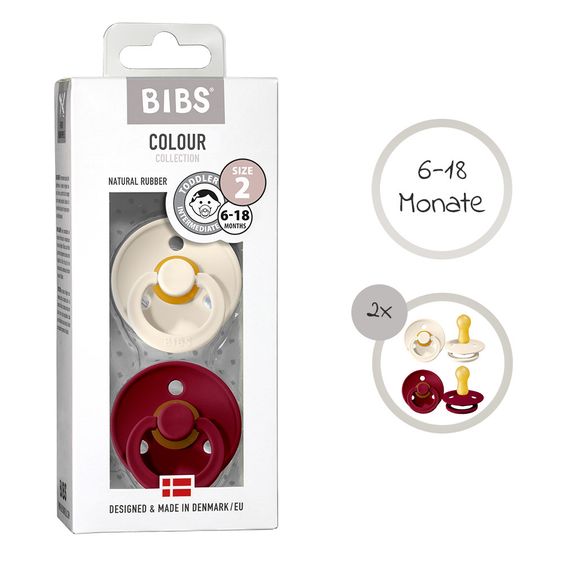 Bibs Schnuller - Colour 2er Pack - Ivory / Ruby - Gr. 6-18 M