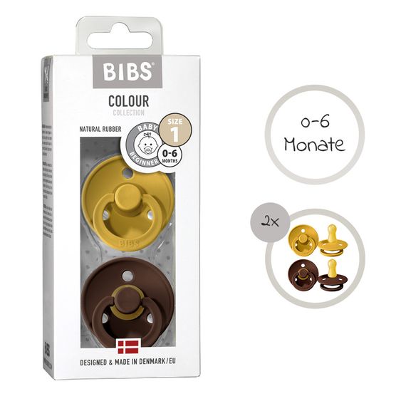 Bibs Schnuller - Colour 2er Pack - Mustard / Mocha - Gr. 0-6 M