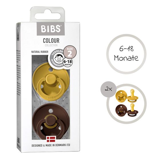 Bibs Schnuller - Colour 2er Pack - Mustard / Mocha - Gr. 6-18 M