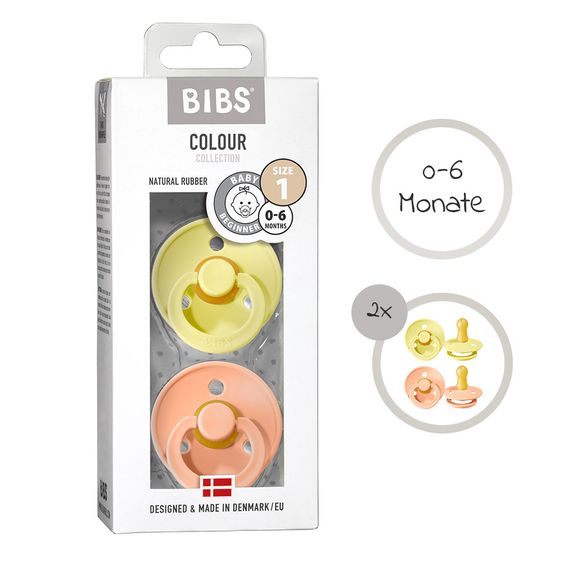 Bibs Schnuller - Colour 2er Pack - Peach Sunset / Sunshine - Gr. 0-6 M
