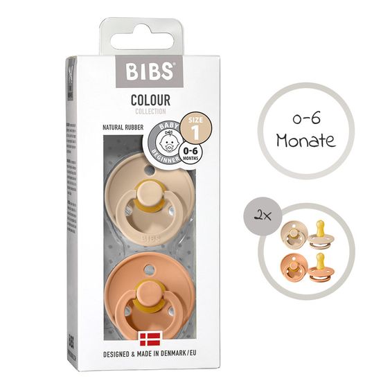 Bibs Schnuller - Colour 2er Pack - Peach / Vanilla - Gr. 0-6 M